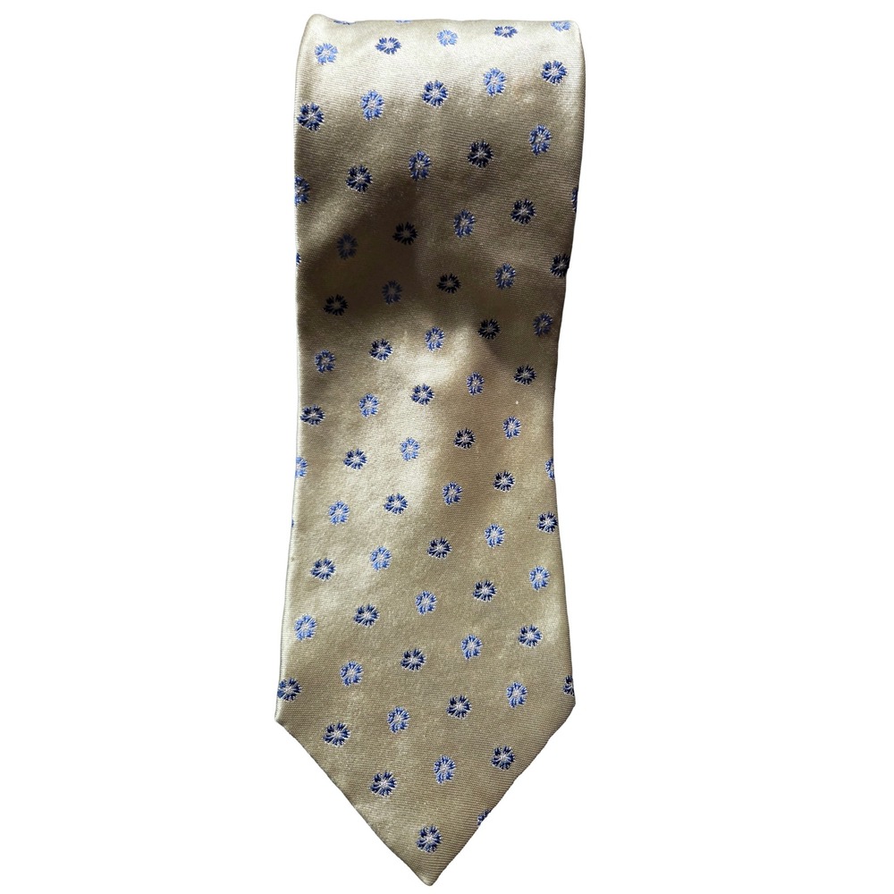 Vintage 90s Tommy Hilfiger Silk Necktie Gold Blue Floral Medallion Made in USA